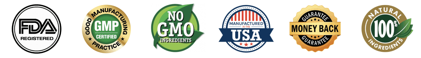 Visivra FDA registered GMP certified non-GMO trust badges
